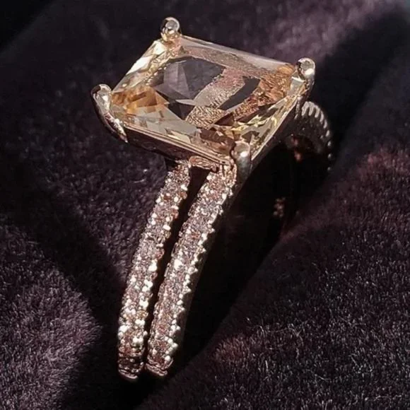 NEW 18K ROSE GOLD MORGANITE SET RING, CUTE RING, SHINY RING. - Picture 4 of 6